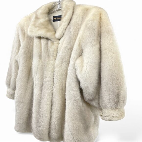 Vintage Mink Fur Coat Off White ivory Women's Large - Picture 6 of 12